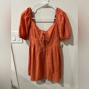 Altar'd State orange eyelet babydoll mini dress